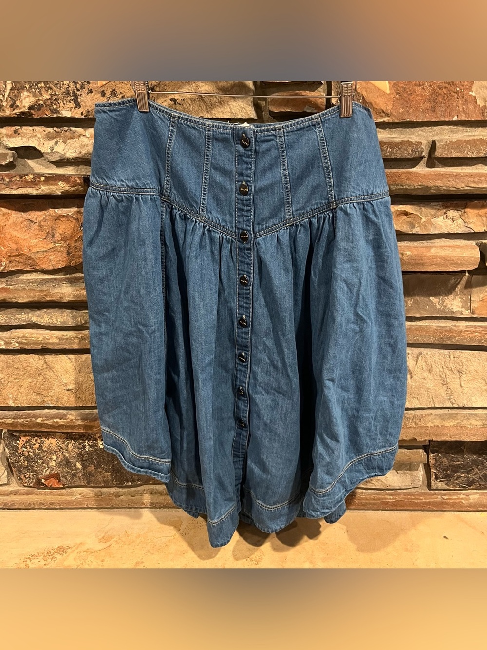 Pilcro Western-Style Denim Button-Front Midi Skirt